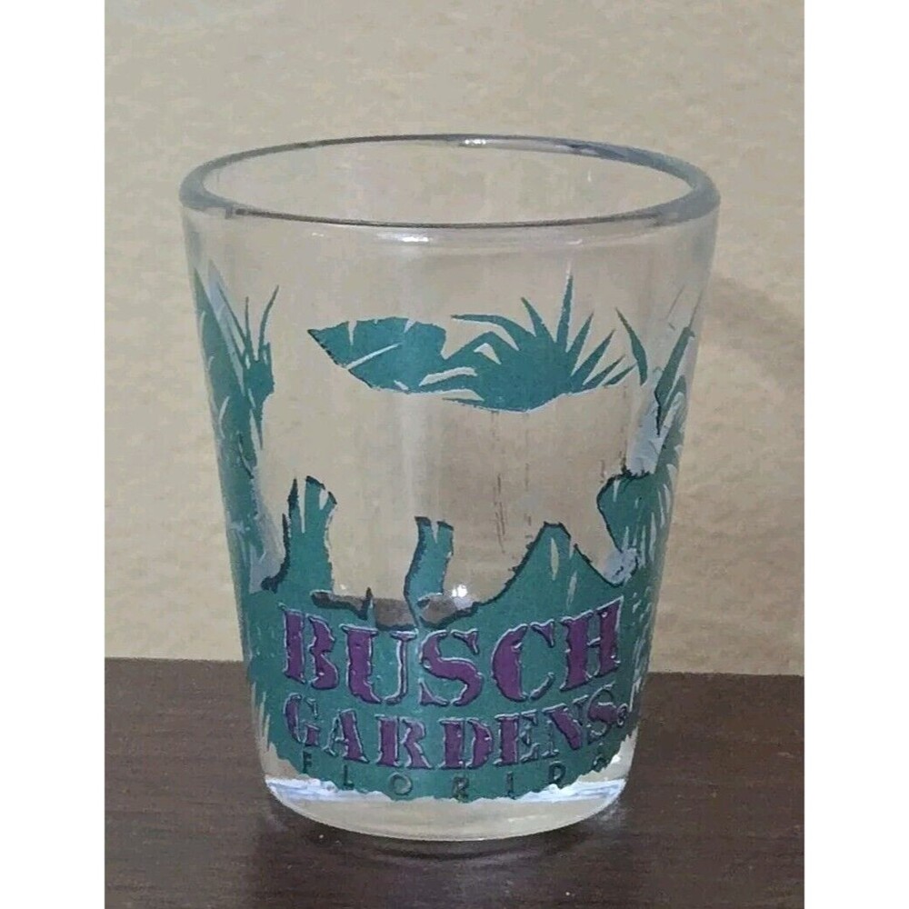 Vintage Busch Gardens Shot Glass Florida Tampa Bay Collectors Barware Theme Park